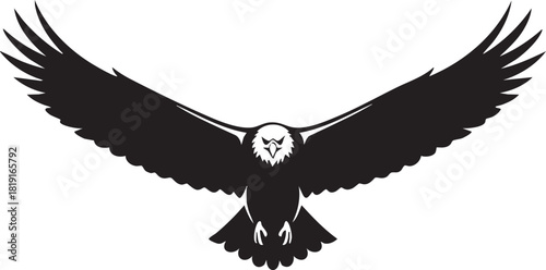 Soaring Eagle Silhouette - Majestic Bird of Prey in Flight