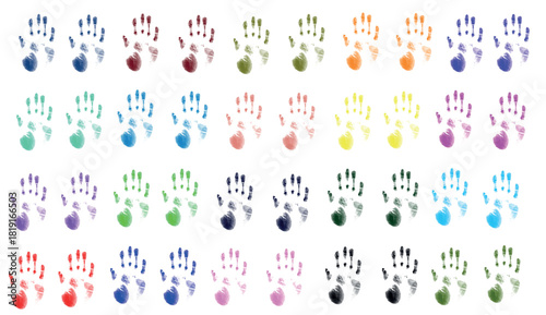 set of multi-color handprint vector, isolated on white background