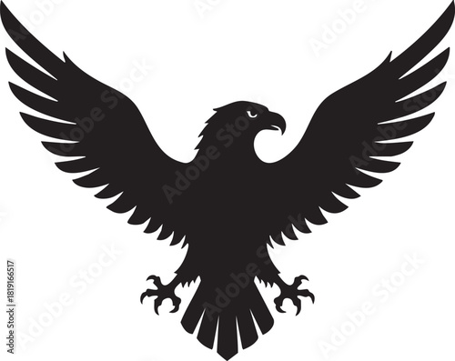 Silhouette of a powerful eagle with outstretched wings, symbolizing freedom, strength, and vigilance