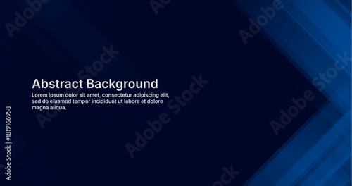 Dark Blue Abstract Background Vector. Modern, professional slide template with dynamic geometric lines and deep blue gradient. Ideal for corporate presentations, tech webinars, and business meetings.
