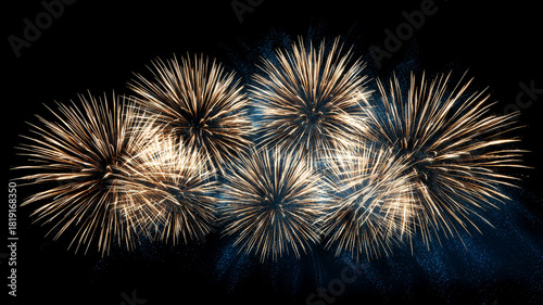 Elegant 2026 New Year gold fireworks on midnight blue
