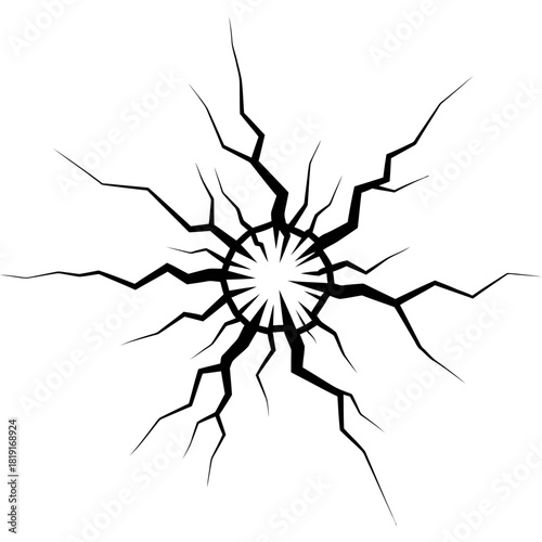 Dramatic cracked surface graphic with radial fracture lines, perfect for impact visuals