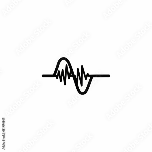 Waveform isolated on white background, simple schematic of signal. Oscillating waveform visualizes sound and communication.