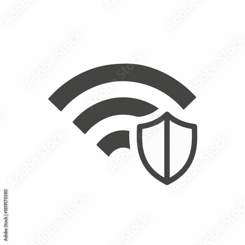 Secure wireless networks using Wi-Fi and radio signal protection with shield symbol. Shield protects Wi-Fi and radio signal data transmission on secured network.