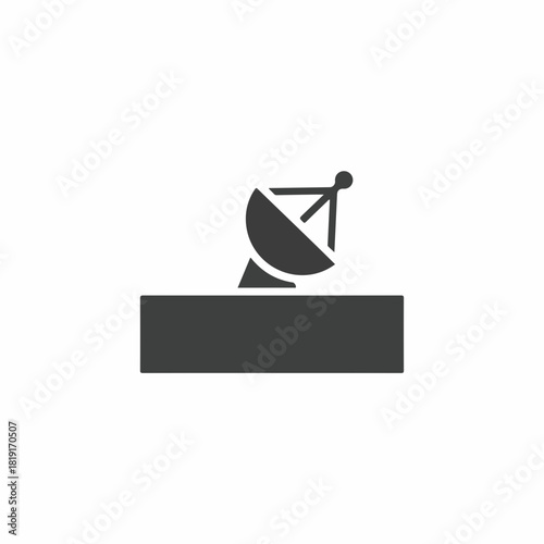 Satellite communication symbol represents digital broadcasting and telecommunications. Satellite communication tower with antenna for signal transmission and wireless networks.
