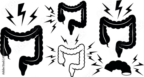 Human colon intestine pain illustration vector digestive system abdominal health concept