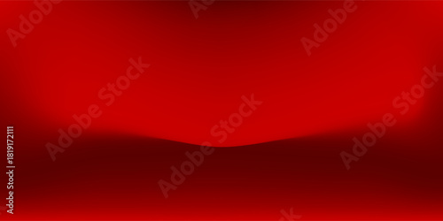 3d backdrop for product presentation. Dark red studio room. Vector stage mockup illustration. Limbo abstract background. Minimal wall scene. Showcase, promotion display.