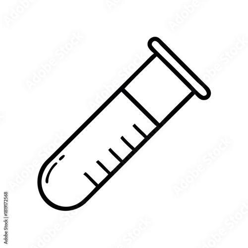 Simple hand drawn outline of a laboratory test tube with measurement markings