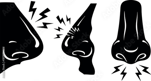Nose allergy irritation discomfort symptoms pain health vector illustration