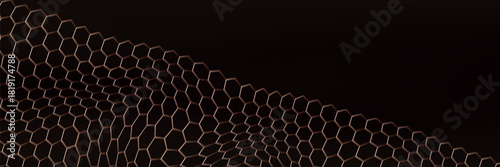 Abstract dark brown Geometrical Background Connection structure. Science background. onnecting dots and lines. Big data visualization and Business .Vector illustration. hexagon mesh.chemical industry