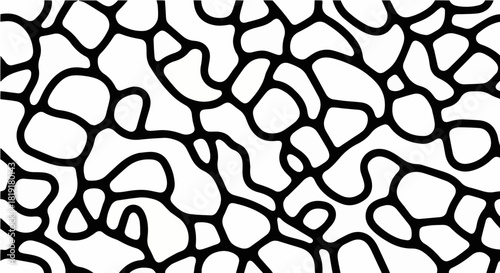 Abstract black and white pattern featuring organic shapes, creating a modern and visually appealing design isolated on