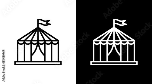 Carnival Tent  White Icon Set Design