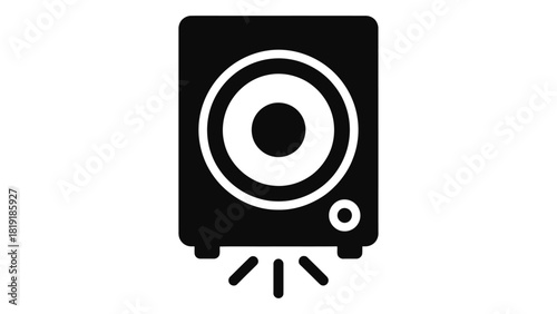 Subwoofer icon  speaker symbol loudspeaker, sound system, music equipment vector illustration in flat style