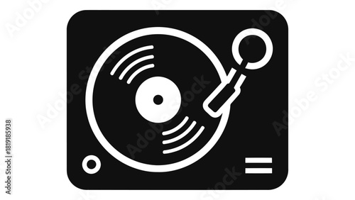 Turntable icon  a simple black and white illustration of a vinyl record player, perfect for music or audio themes