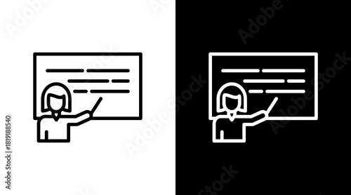 Teacher  White Icon Set Design