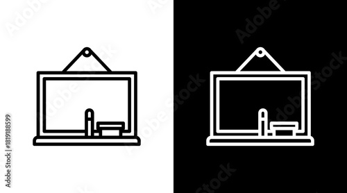 Blackboard  White Icon Set Design