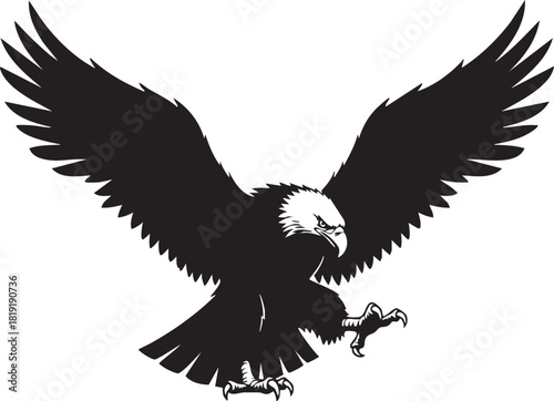 eagle icon illustration black silhouttee tatto art mighty wings 