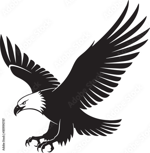 eagle icon illustration black silhouttee tatto art mighty wings 