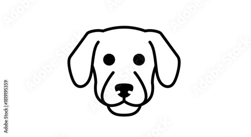 Simple outline illustration of a friendly dog's face, clean vector graphic, minimalist design for pet-related content, easy to use.