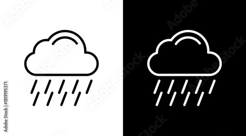 Rain  White Icon Set Design