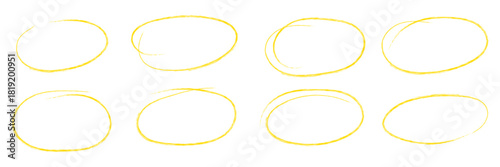 Hand drawn circle highlighter line sketch set. Vector marker circular lines, doodle round circles for message note mark design element. Pencil or pen bubble sketch set. Vector illustration