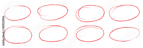 Hand drawn ovals and circles set. Ovals of different widths. Highlight circle frames . Rounds scribble line circles. Vector illustrations. eps 10
