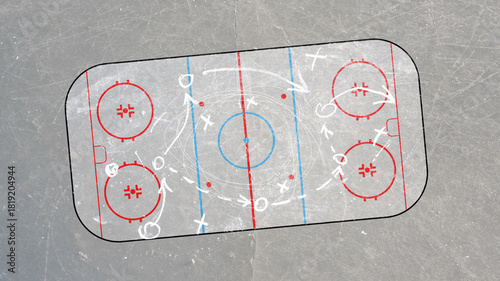 Canvas Print Ice hockey rink from above. Tactical plan - stadium