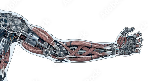 Detailed view of a robotic arm with visible internal mechanisms.