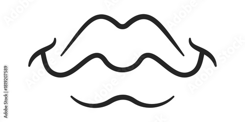 Cartoon groovy mouth black-and-white caricature