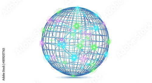 Abstract network globe with glowing connections illuminating global connectivity