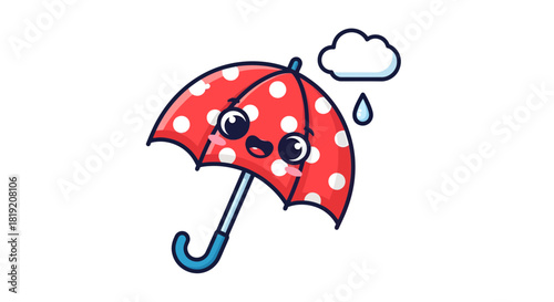 Adorable animated umbrella character with playful design and cheerful expression for rainy days