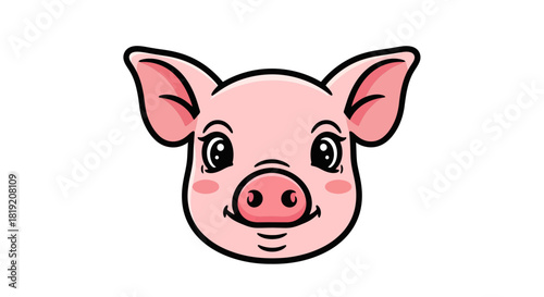 Adorable cartoon pig face illustration with charming smile and sweet expression, perfect for kids