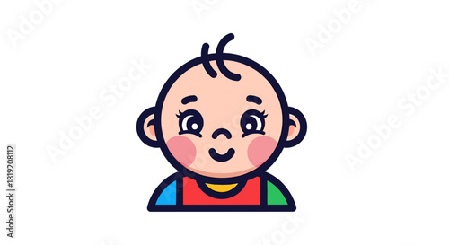 Adorable cartoon baby with a cute smile and rosy cheeks for children's content