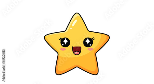 Adorable golden star with bright eyes and cheerful expression conveys joy and warmth