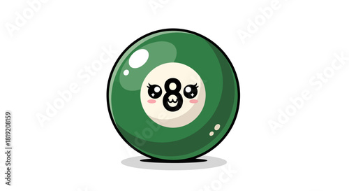 Adorable eight ball cartoon character with big eyes and cute face vector illustration