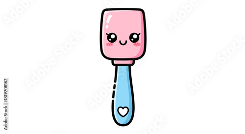 Adorable pink spatula with a sweet face offers a cheerful baking inspiration image