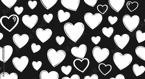 Artistic love declaration showcasing white heart icons against a dark backdrop generating romantic