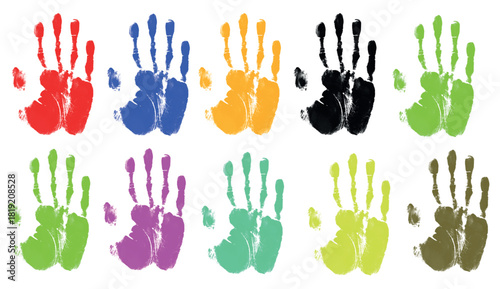 Multi-color vector hand-printed on a white backdrop