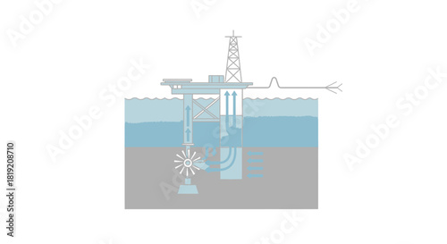 Offshore oil rig drilling for resources deep underwater.
