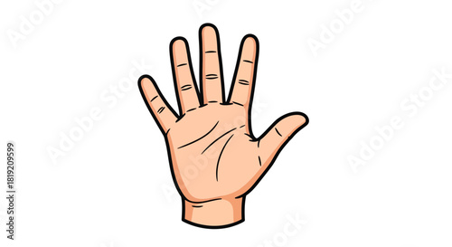 Cartoon illustration of an open hand with fingers spread representing number five