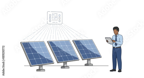 Solar Panel System Inspection by Engineer with Data Monitoring.