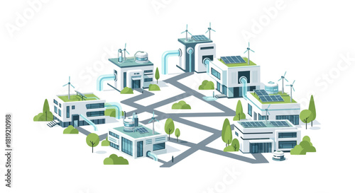 Sustainable City Infrastructure with Renewable Energy Integration.