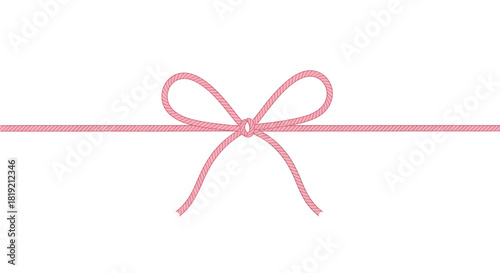 Delicate pink string bow illustration against a plain white background for crafts and decoration
