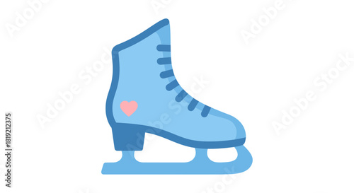 Delicate sky-blue ice skating shoe illustration conveying winter sports and elegance