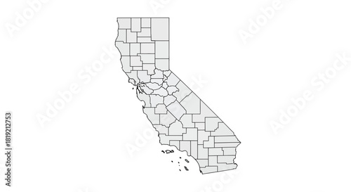 Detailed Political Map of California Showing County Borders and Geographic Territory