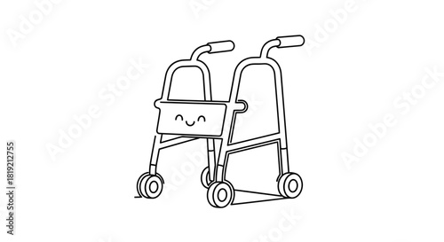 Delightful mobility aid illustration: a charming visual representation of elderly support