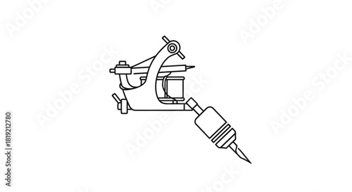 Detailed tattoo machine illustration exhibiting clean line work and design features showing