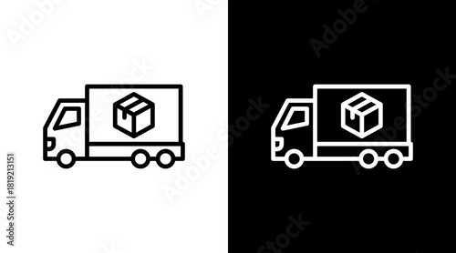 Delivery Truck  White Icon Set Design