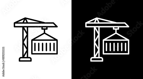 Port Crane  White Icon Set Design