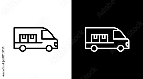 Delivery Van  White Icon Set Design